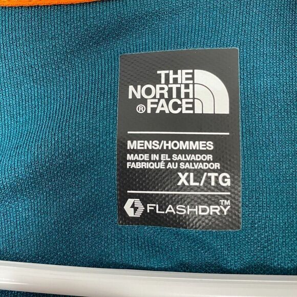 The North Face Men’s XL Green Polo Shirt 1/4 Zip Short Sleeve FLASHDRY Polyester - Picture 3 of 12